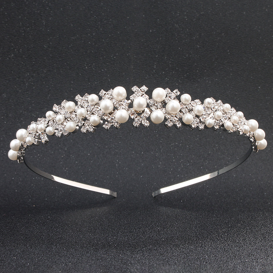 Faux Pearl Rhinestone Hairband Headband Princess Tiara
