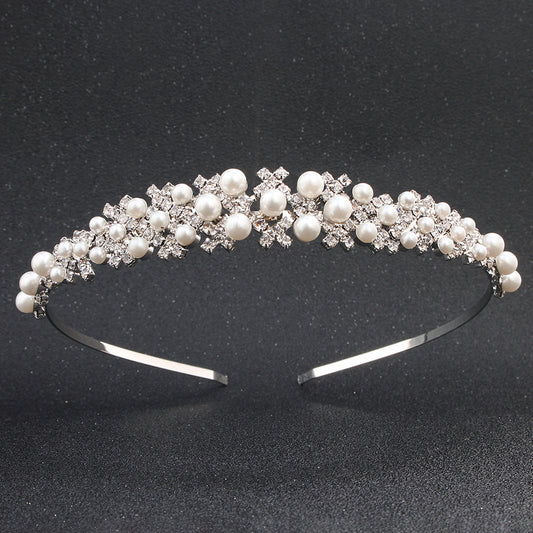 Faux Pearl Rhinestone Hairband Headband Princess Tiara
