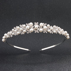 Faux Pearl Rhinestone Hairband Headband Princess Tiara