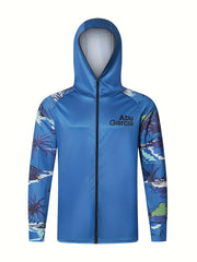 Men's Fish Pattern Hooded Fishing Jacket UV Sunscreen Quick Dry Hoodie