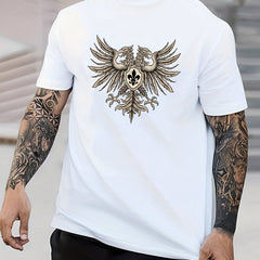 Retro Eagle Print Men's Graphic Crew Neck Active T-shirt