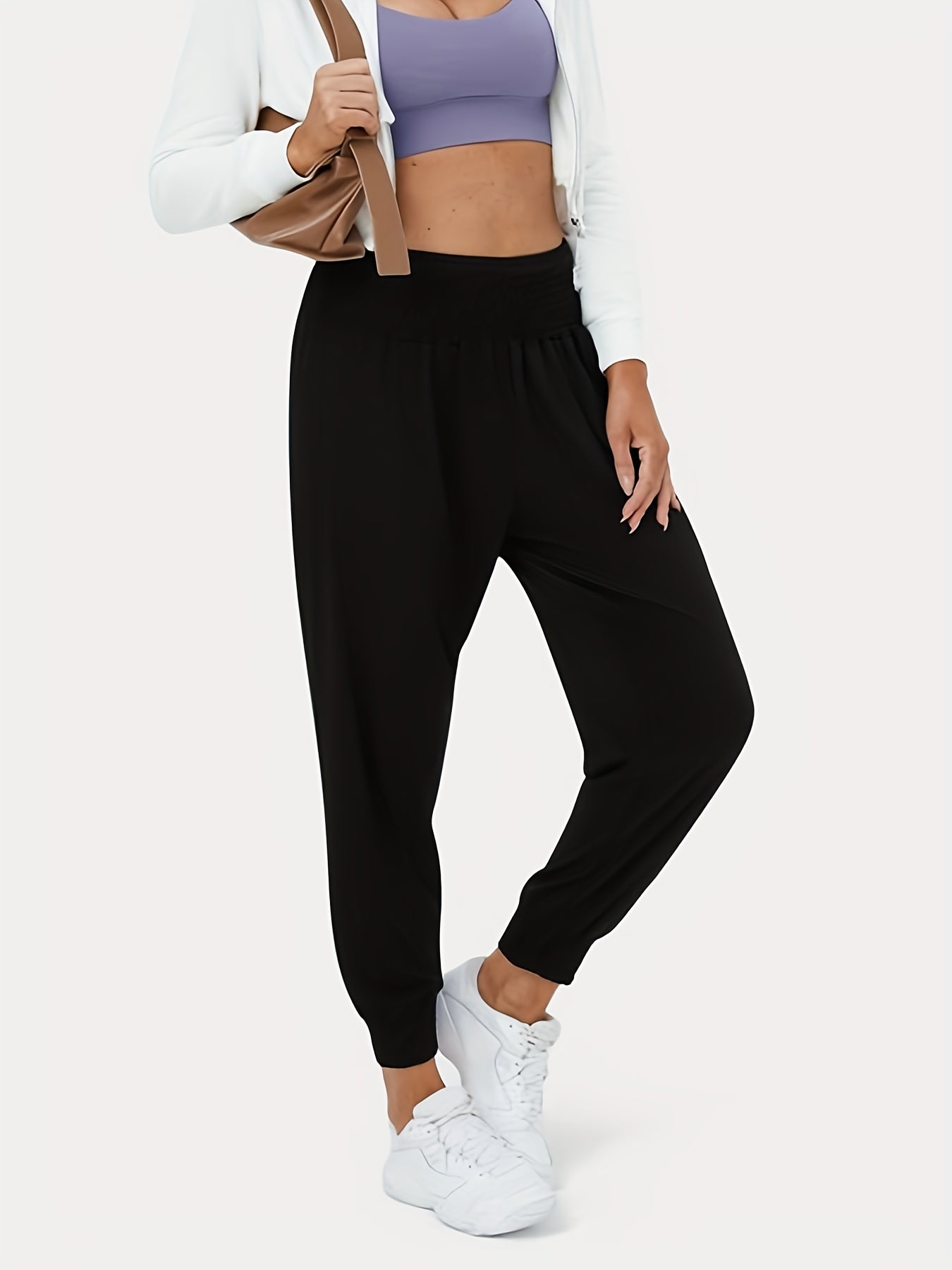 Pleated Yoga Jogger Pants High Stretch Casual Sports Activewear