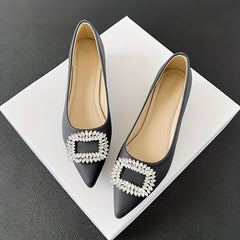 Women's Rhinestone Slip On Chunky Heel Shoes
