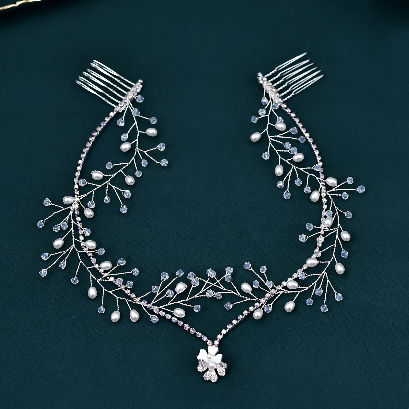 Romantic Headwear Forehead Alloy Chain With Rhinestone Pendant Hair Comb