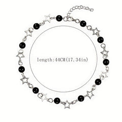 Punk Star & Beads Chain Necklace Y2K Style Jewelry Gift