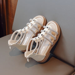 Girls Rhinestone Open Toe Sandals, Breathable Non-slip Summer Shoes
