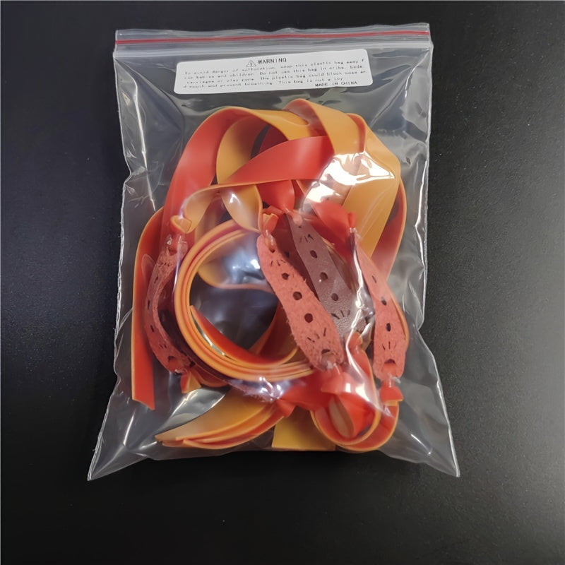 10pcs 1mm Leather Bag & Random Slingshot Latex Rubber Band