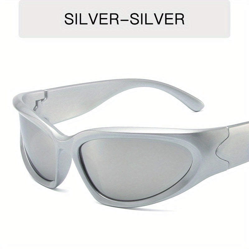 Y2K Classic Punk Sunglasses Women Steampunk Oval Wrap Around Sunglasses