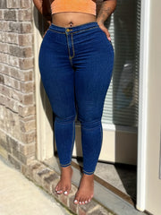 Skinny Jeans with Patch Pockets Women's Denim Pants