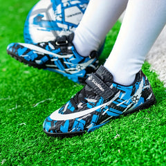 Boy's Turf Football Boots Hook & Loop Fastener TF Soccer Cleats
