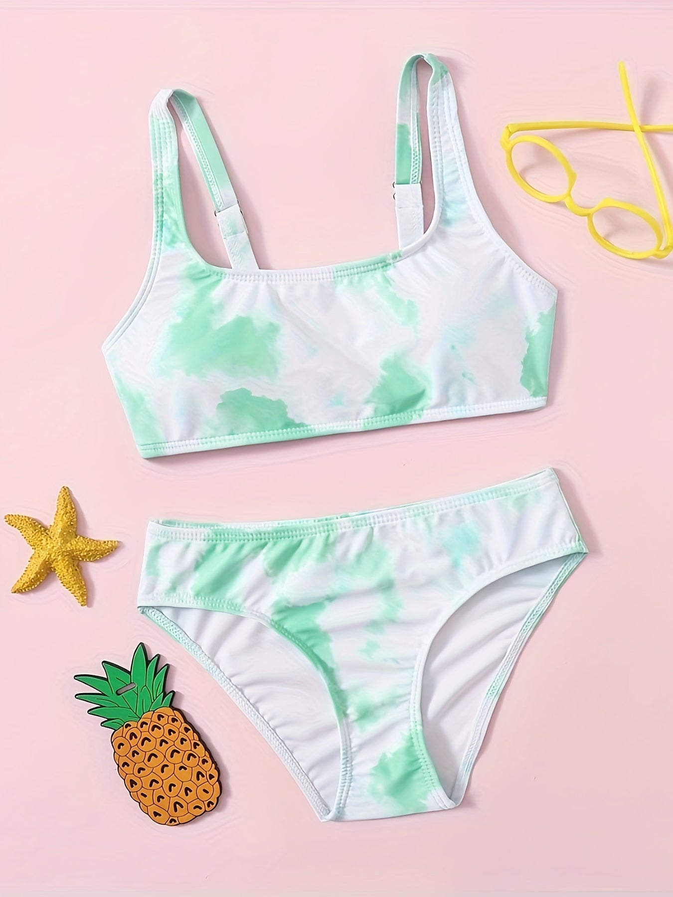 2pcs Tie Dye Bikini Girls Swimsuit Set Summer Swimwear Gift