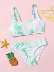 2pcs Tie Dye Bikini Girls Swimsuit Set Summer Swimwear Gift