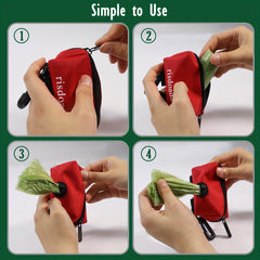 Dog Poop Bag Holder For Leash With Zipper Soft Fabric