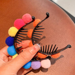 Plush Ball Hair Clip Ponytail Buckle for Baby Girls