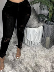 High Waist Ripped Leggings Stretchy Denim Jeans