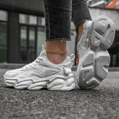 Women's Solid Mesh Sports Shoes Breathable Thick Soles Training Shoes