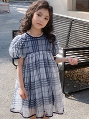 Girl's Casual One piece Dress Puff Sleeve Princess Style Skirt