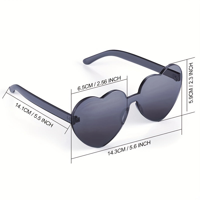 Heart Sunglasses For Women Men Jelly One piece Party Travel Sun Shades