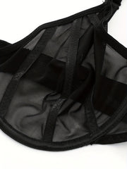 Sexy Striped Mesh Non Padded Underwire Bra