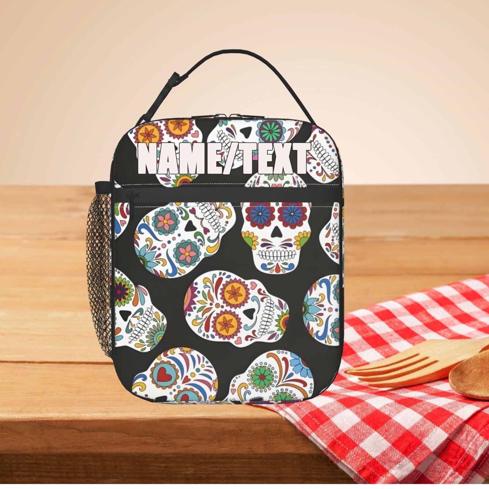 Personalized Sugar Skull Lunch Bag Insulated Leakproof Thermal High Capacity