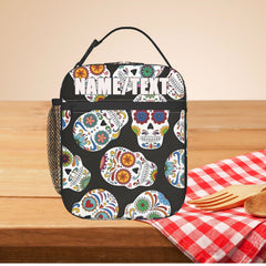 Personalized Sugar Skull Lunch Bag Insulated Leakproof Thermal High Capacity