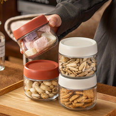 2pcs Kitchen Glass Sealed Jar With Lid Small Moisture-proof Storage Jar