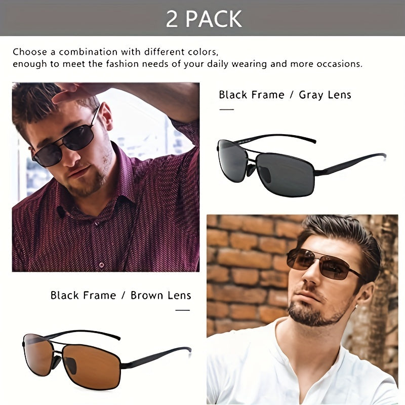 Men's Vintage Square Frame Polarized Sunglasses for Outdoor Cycling