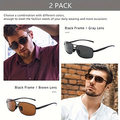 Men's Vintage Square Frame Sunglasses Outdoor Cycling Polarized