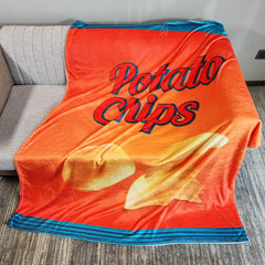 Funny Potato Chip Digital Print Blanket for Travel Camping
