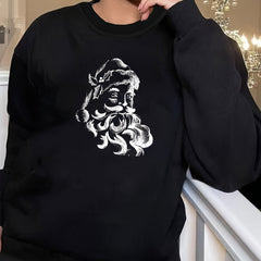 Christmas Lounge Top Women's Plus Santa Claus Print Long Sleeve