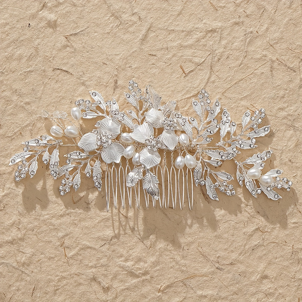 Faux Pearl Hair Comb Flower Leaf Hair Accessories Bridal Updo Head Jewelry