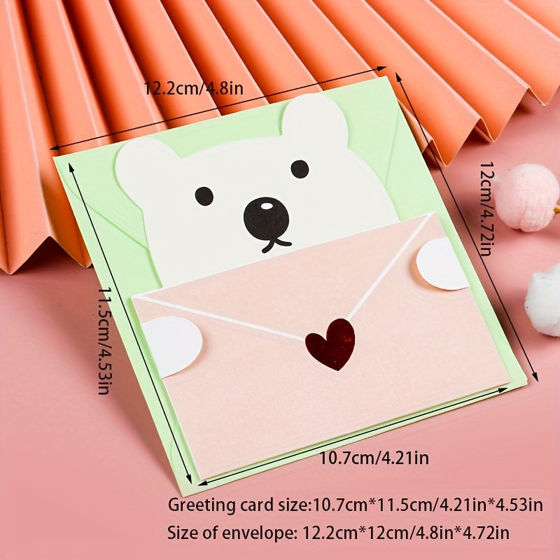 9pcs Cartoon Envelope Greeting Card Holiday Wishes Postcards Of Animals