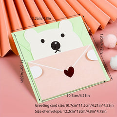 9pcs Cartoon Envelope Greeting Card Holiday Wishes Postcards Of Animals