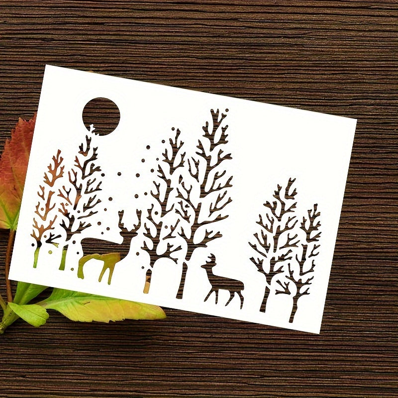 1pc Christmas Deer Stencil for DIY Painting on Fabric Board Glass