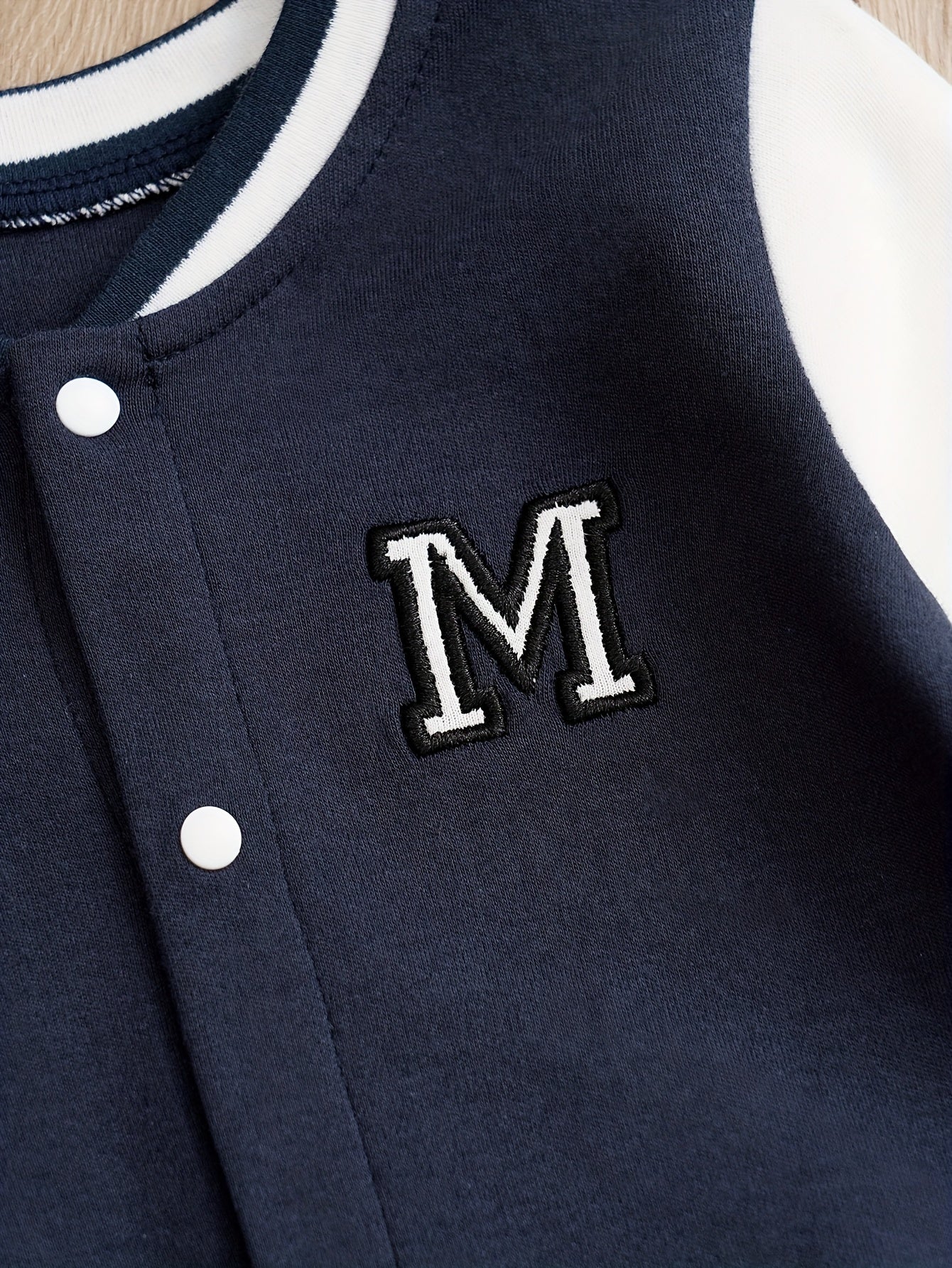 Baby Stylish Letter Block Cotton Baseball Jersey Bodysuit
