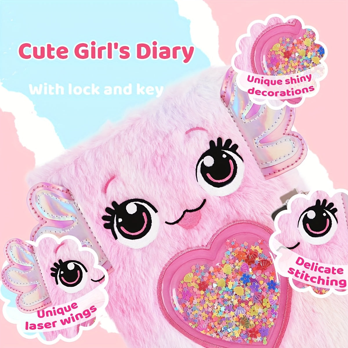 Girls' Diary with Lock and Key School Travel Notebook Gift Set