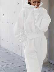 2pcs Oversized Hooded Sweatshirts & Sweatpants Set Women's Clothing