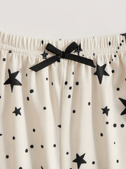 Letter Print Pajama Set & Starry Print Shorts Sleepwear