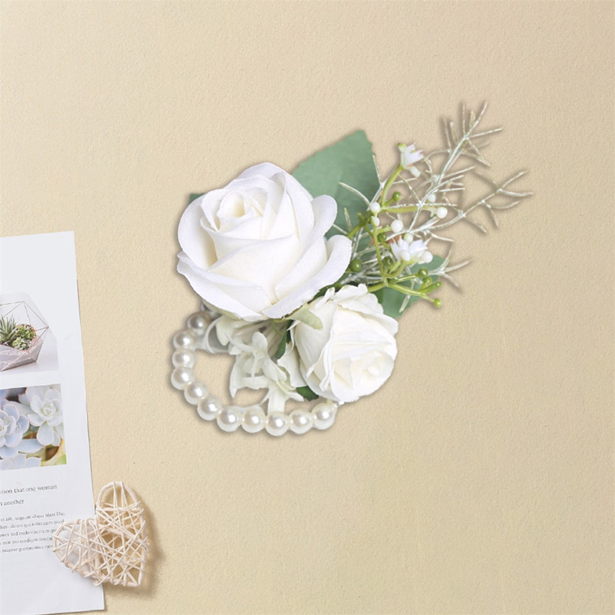 Wrist Corsage & Boutonniere Set for Bridal Wedding