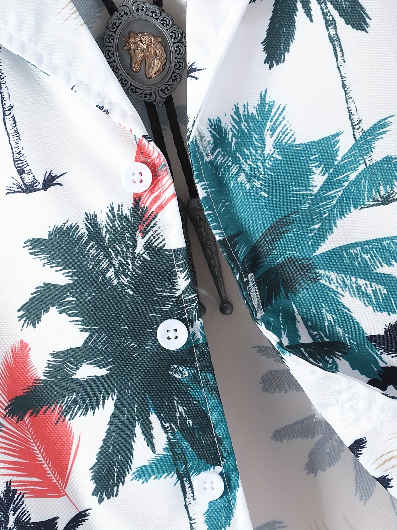 Boys Coconut Tree Print Button Down Shirt