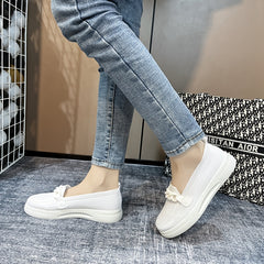 Platform Chain Slip-On Loafers Solid Round Toe Shoes