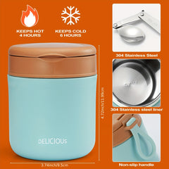 Pink Hot Insulated Water Cup with Foldable Spoon Leak Proof 15.2 Ounces