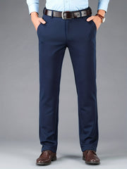 Men's Classic Solid Stretch Dress Pants for Business