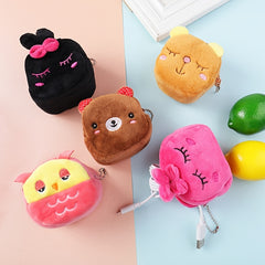 Girls Cartoon Plush Animal Coin Purse Mini Wallet