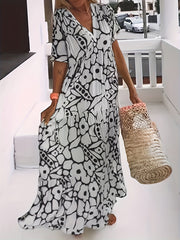 Casual Dress Women's Plus V-Neck Stretch Maxi Dress