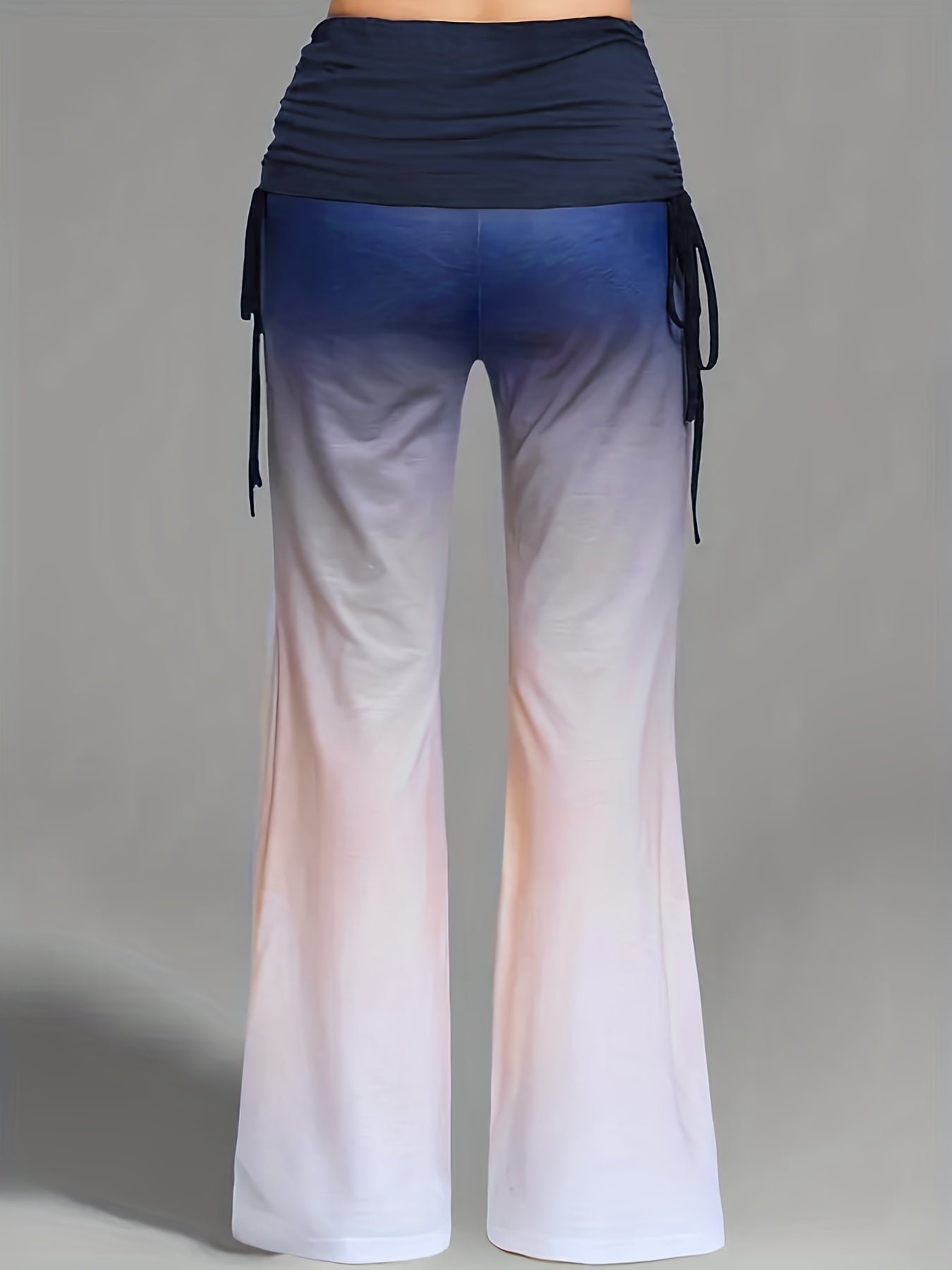 Women's Plus Tie Dye Ombre Print High Rise Wide Leg Loose Pants