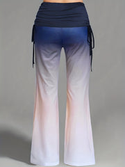 Women's Plus Tie Dye Ombre Print High Rise Wide Leg Loose Pants