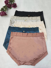 5 Pack Plus Size Sexy Panties Set Women's Plus Lace Trim Satin Panties
