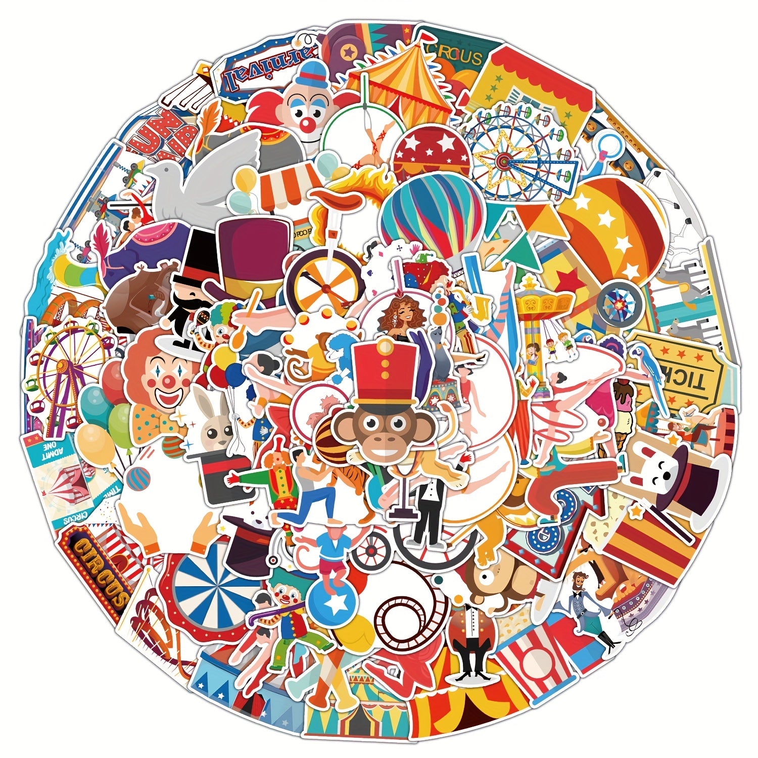 Circus Graffiti Sticker Pack for Phones Water Bottles Computers