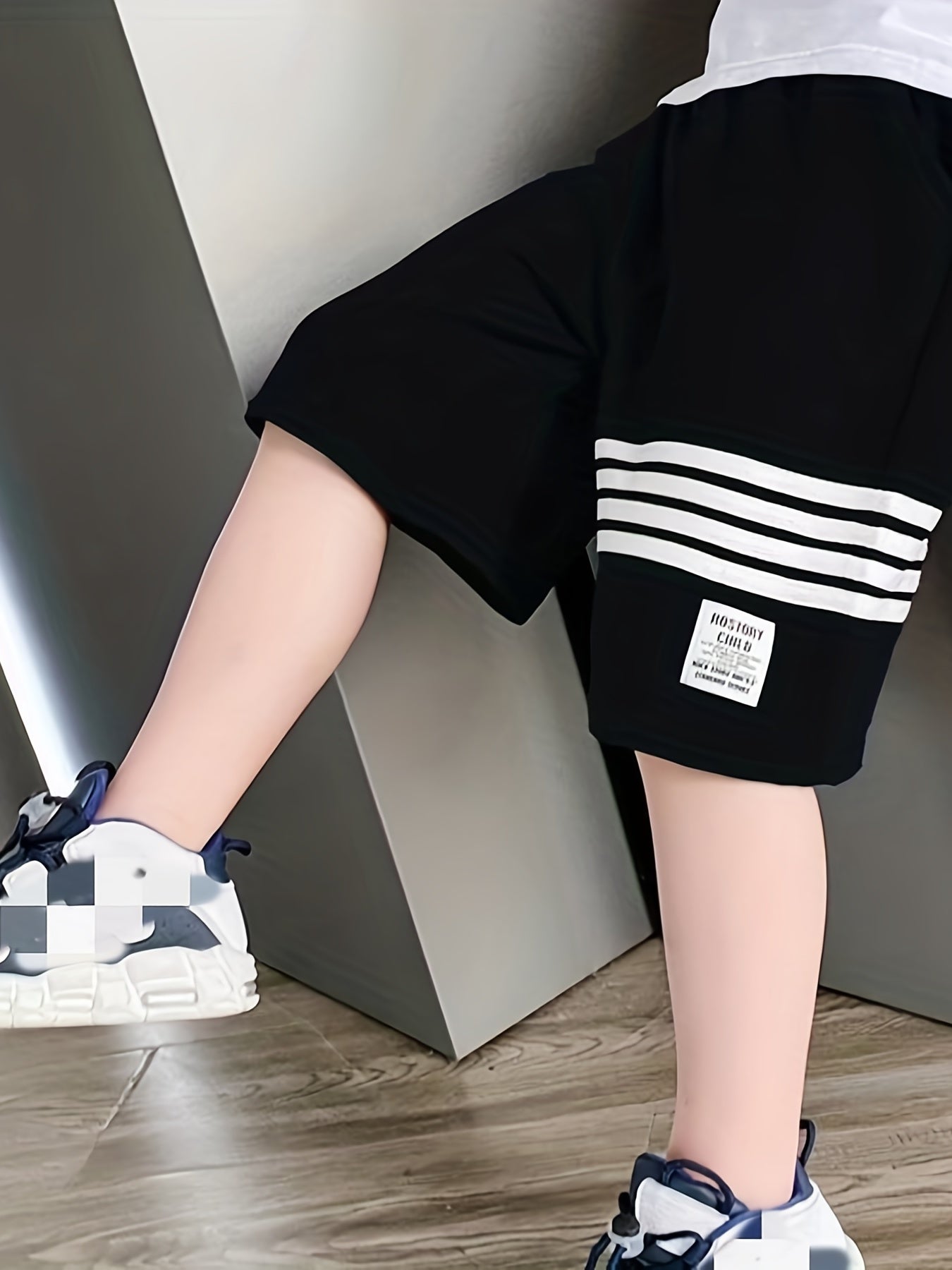 Boys Gym Stripe Workout Shorts Quick Dry Athletic Training with Pockets